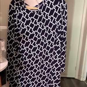Michael Kors Navy and White Chain Print Dress